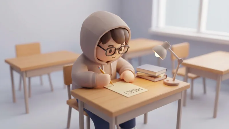 Student taking the HSK Chinese proficiency exam